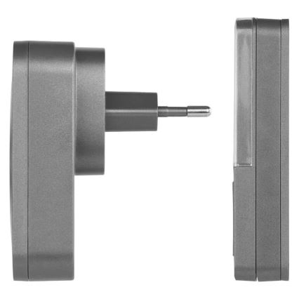 Kabellose Steckdosen-Türklingel GoSmart 230V + 1xCR2032, grau, Wi-Fi