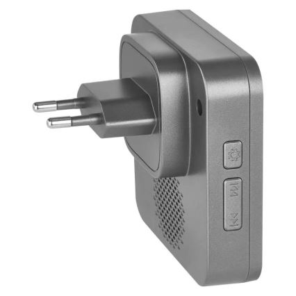 Kabellose Steckdosen-Türklingel GoSmart 230V + 1xCR2032, grau, Wi-Fi