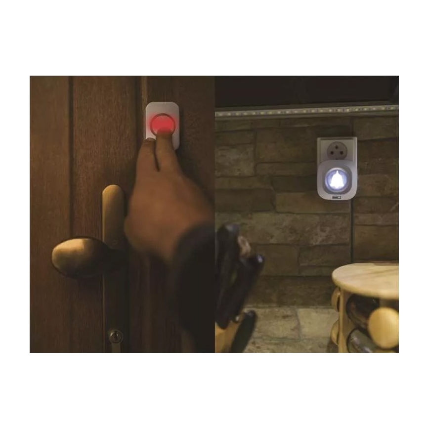 Kabellose Türklingel für 230V-Steckdose + 1x CR2032 IP44 Weiß