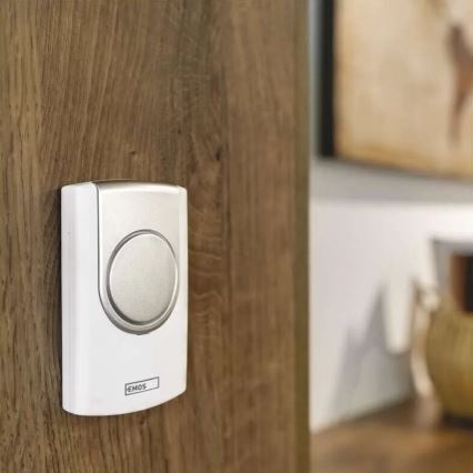 Kabellose Türklingel 3xAA/1xCR2032 IP44 weiß/silbern