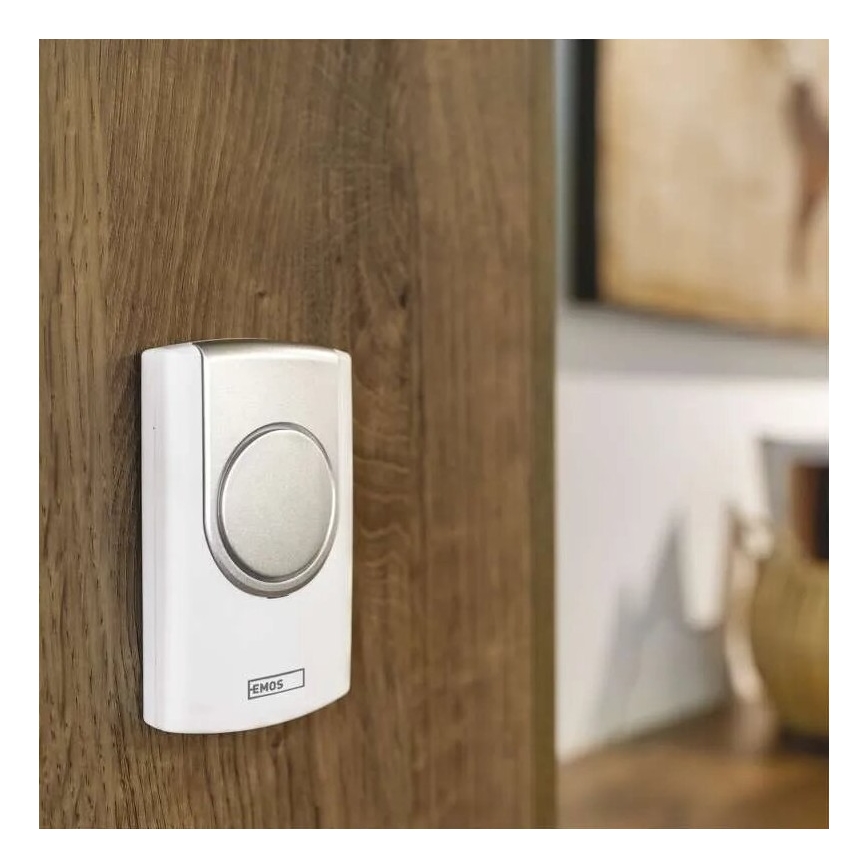 Kabellose Türklingel 3xAA/1xCR2032 IP44 weiß/silbern