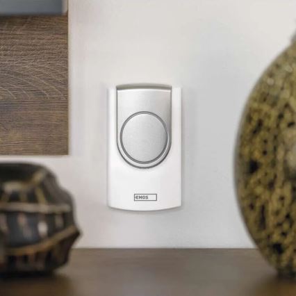 Kabellose Türklingel 3xAA/1xCR2032 IP44 weiß/silbern