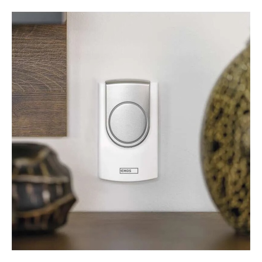 Kabellose Türklingel 3xAA/1xCR2032 IP44 weiß/silbern