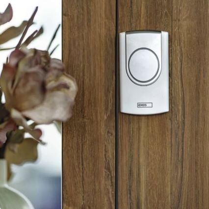 Kabellose Türklingel 3xAA/1xCR2032 IP44 weiß/silbern