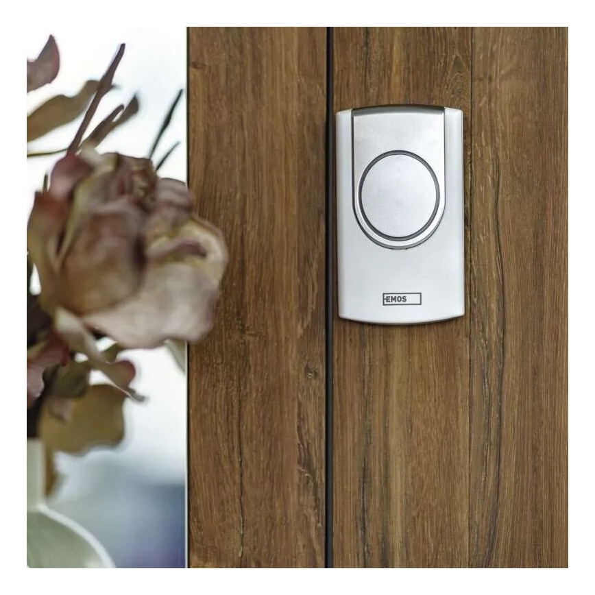 Kabellose Türklingel 3xAA/1xCR2032 IP44 weiß/silbern