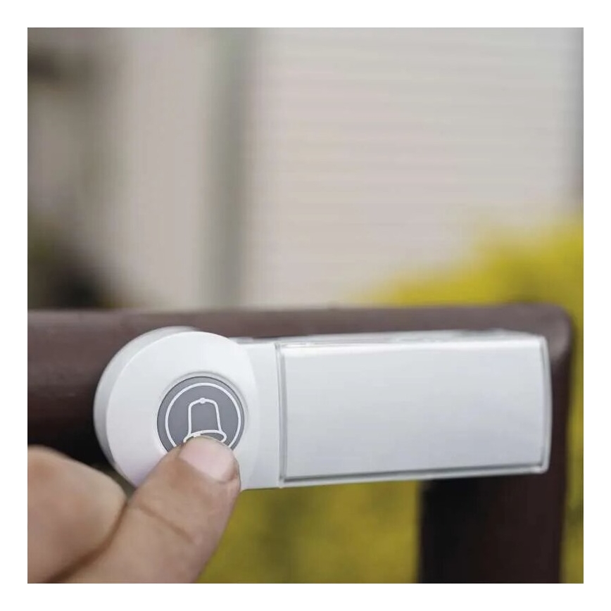 Kabellose Türklingel 3xAA/1xCR2032 IP44 weiß/silbern