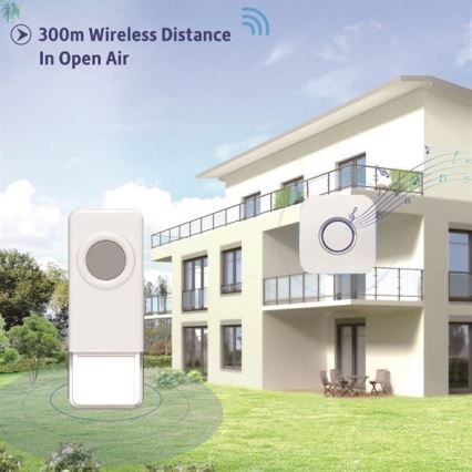 Kabellose Türklingel 3xAAA/1xA23 IP55 weiß