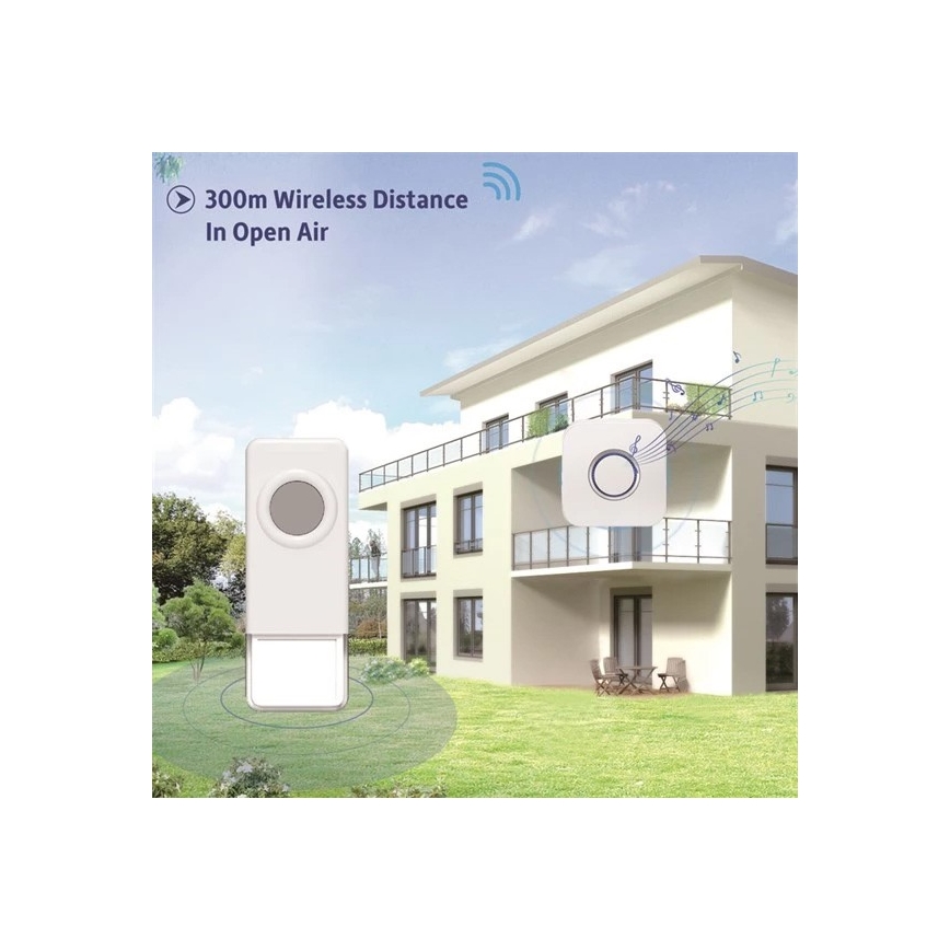 Kabellose Türklingel 3xAAA/1xA23 IP55 weiß