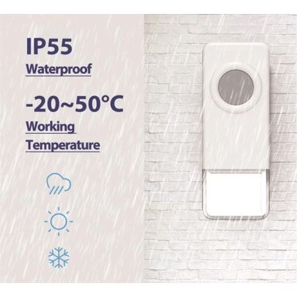 Kabellose Türklingel 3xAAA/1xA23 IP55 weiß