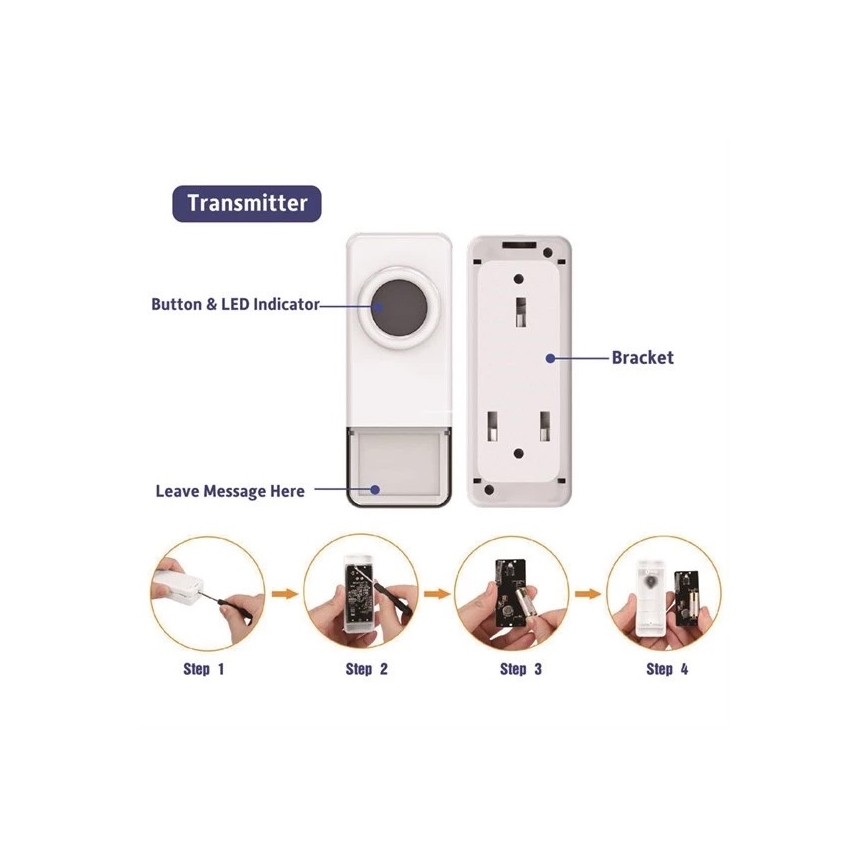 Kabellose Türklingel 3xAAA/1xA23 IP55 weiß