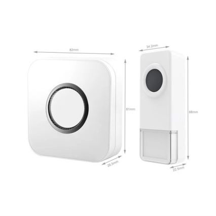 Kabellose Türklingel 3xAAA/1xA23 IP55 weiß