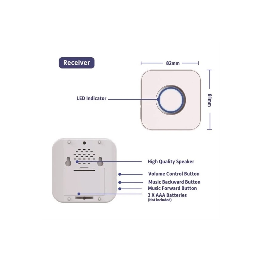 Kabellose Türklingel 3xAAA/1xA23 IP55 weiß