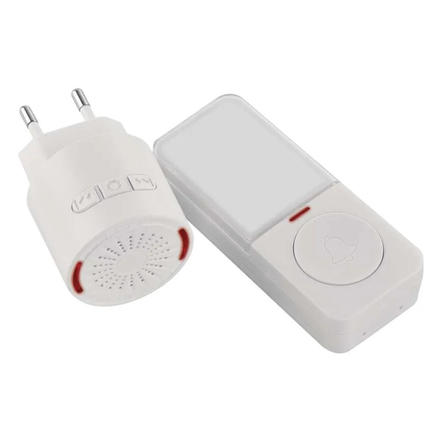 Kabellose Türklingel für Steckdose 230V + 1xCR2032 weiß