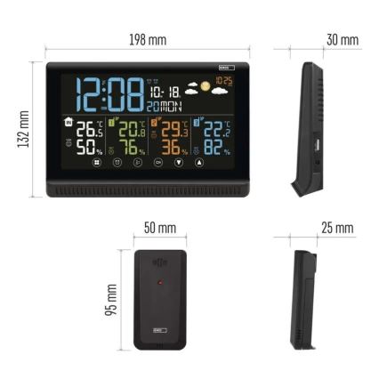 Kabellose Wetterstation mit drei Sensoren 5V/3xAAA + 2xAAA