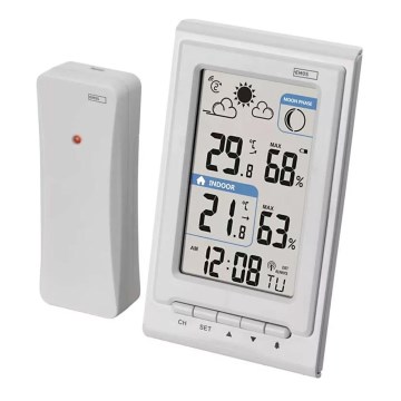 Kabellose Wetterstation mit Wecker 2xAAA + 2xAA weiß