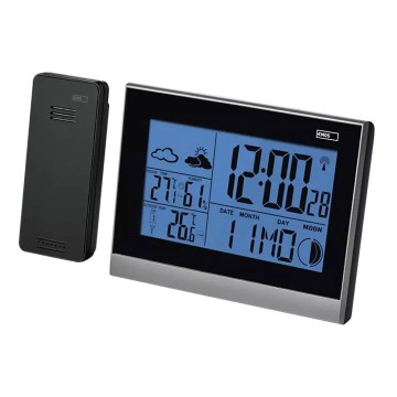 Kabellose Wetterstation mit Wecker 3xAAA + 2xAAA schwarz