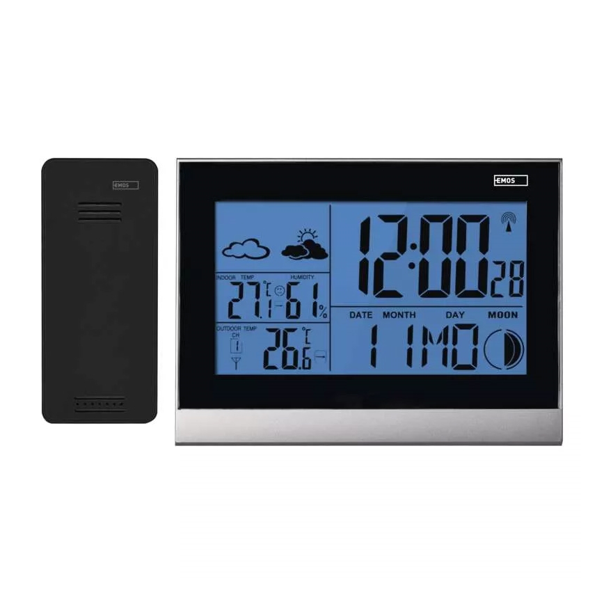 Kabellose Wetterstation mit Wecker 3xAAA + 2xAAA schwarz