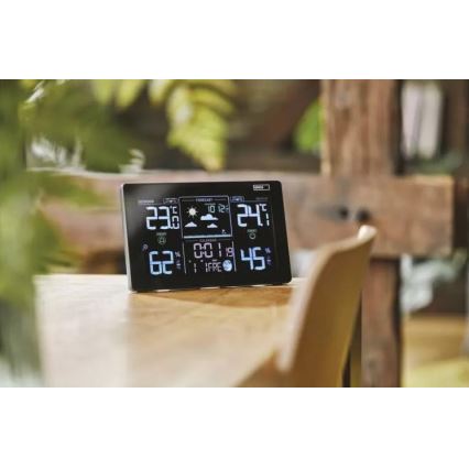 Kabellose Wetterstation mit Wecker 5V/3xAAA + 2xAAA schwarz