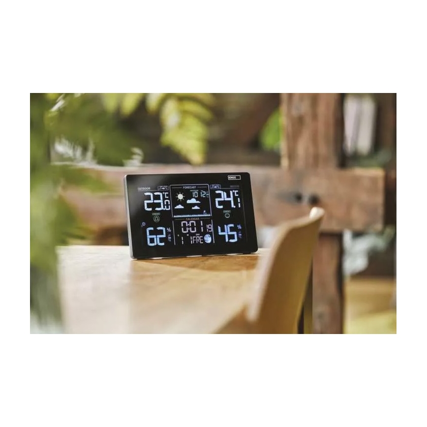 Kabellose Wetterstation mit Wecker 5V/3xAAA + 2xAAA schwarz