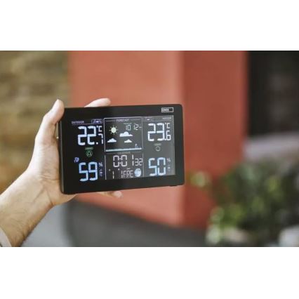 Kabellose Wetterstation mit Wecker 5V/3xAAA + 2xAAA schwarz
