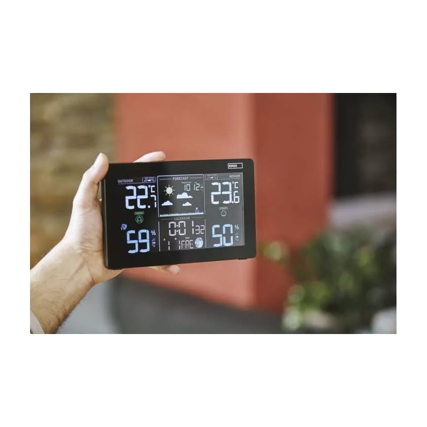 Kabellose Wetterstation mit Wecker 5V/3xAAA + 2xAAA schwarz