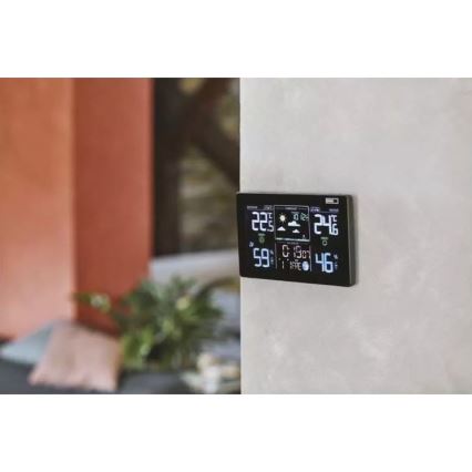 Kabellose Wetterstation mit Wecker 5V/3xAAA + 2xAAA schwarz