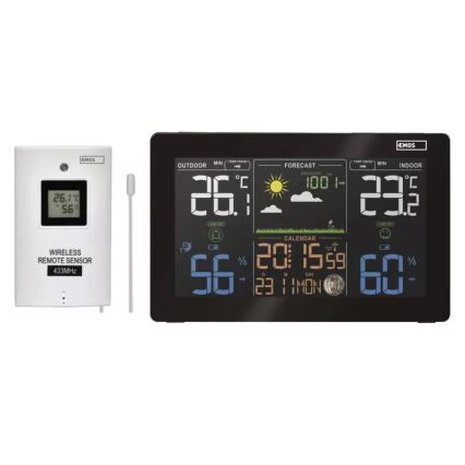 Kabellose Wetterstation mit Wecker 5V/3xAAA + 2xAAA schwarz