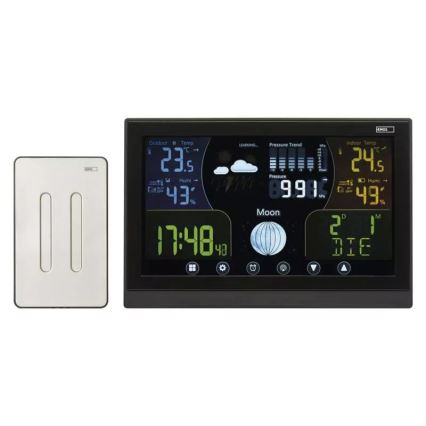 Kabellose Wetterstation mit Wecker 3xAAA/5V + 2xAAA schwarz