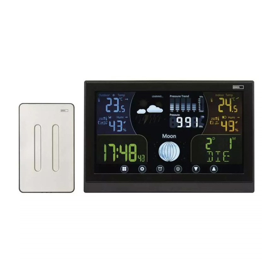 Kabellose Wetterstation mit Wecker 3xAAA/5V + 2xAAA schwarz