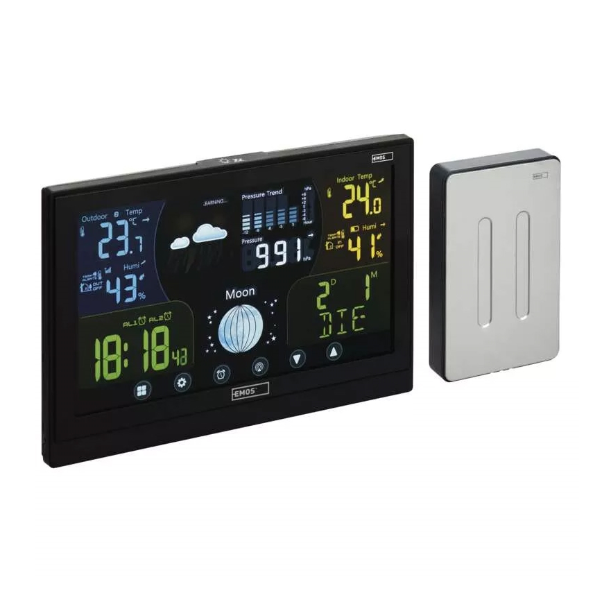 Kabellose Wetterstation mit Wecker 3xAAA/5V + 2xAAA schwarz