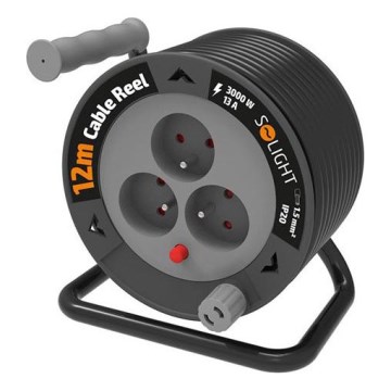 Kabeltrommel mit 3 Steckdosen, 12 m