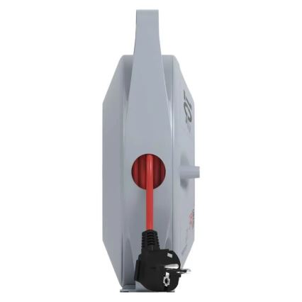 Kabeltrommel mit 4 Steckdosen, 10 m, grau/rot