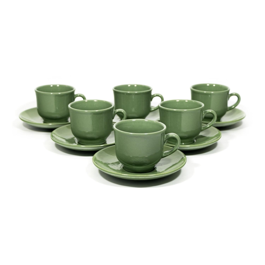 Kaffeeservice 6x Keramiktasse Mash mit Untertasse grün