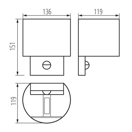 REKA LED-Außenwandleuchte mit Bewegungs- und Dämmerungssensor, LED/7W/230V, IP54, anthrazit, rund