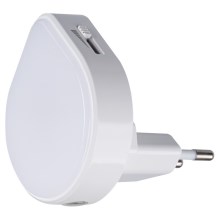 Kanlux 37396 - Dimmbare LED-Orientierungsleuchte mit Dämmerungssensor für Steckdose ULOV LED/0,5W/230V weiß