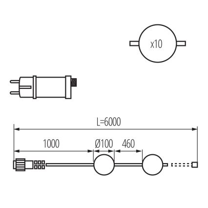 Dekorative LED-Outdoor-Kette GARLAND STONO 10xLED/10W/230V 6m IP67