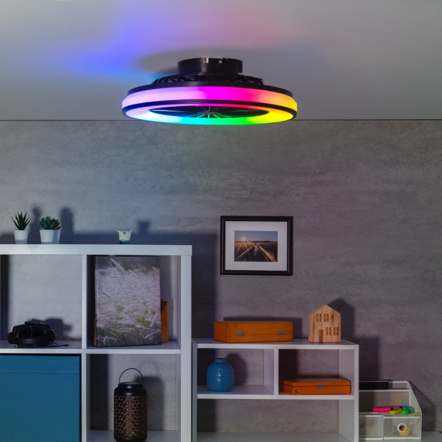 Dimmbare LED-RGBW-Deckenleuchte mit Ventilator PLAVE LED/48W/230V 3000/4000/6500K + Fernbedienung