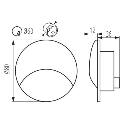 LED-Treppenleuchte EXIN LED/2,5W/230V 3000K IP65 schwarz rund