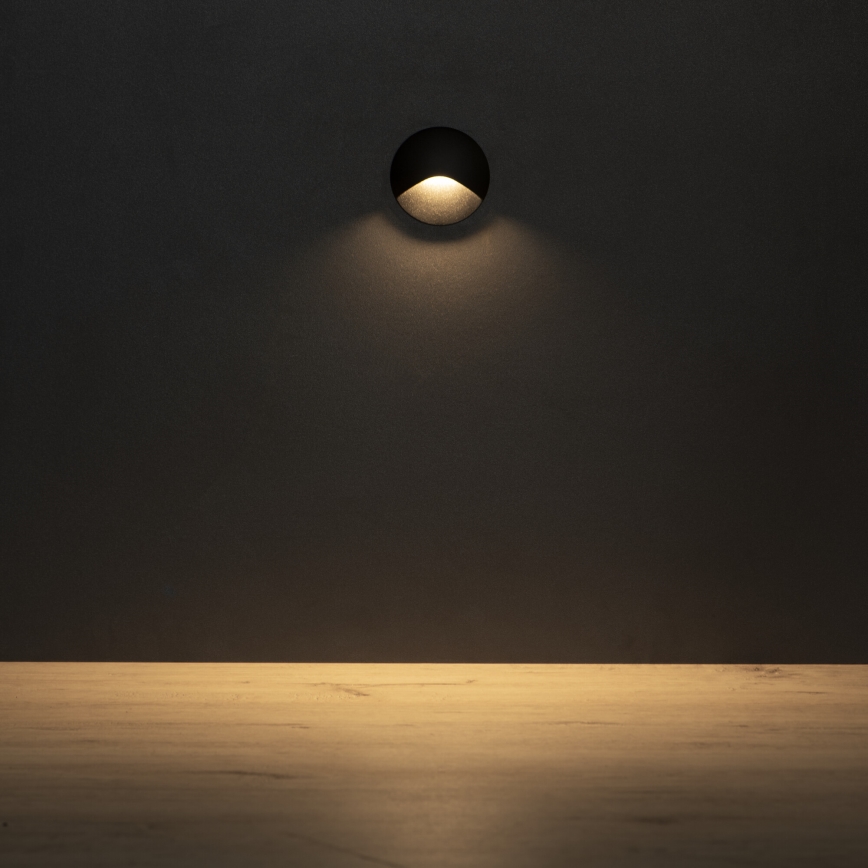 LED Treppenleuchte EXIN LED/2,5W/230V 3000K IP65 schwarz rund