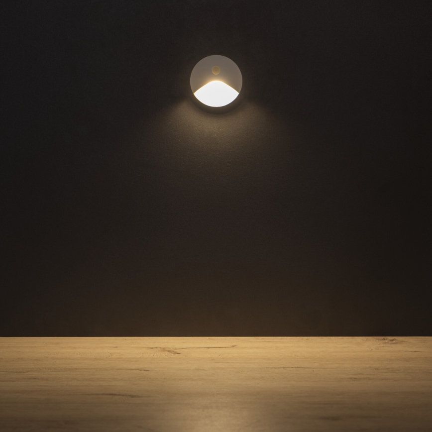 LED-Treppenleuchte mit Bewegungs- und Dämmerungssensor EXIN LED/2,5W/230V 3000K IP65 weiß, rund