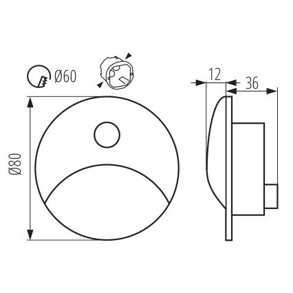 LED Treppenleuchte mit Bewegungs- und Dämmerungssensor EXIN LED/2,5W/230V 4000K IP65 schwarz rund