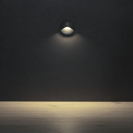 LED-Treppenleuchte mit Bewegungs- und Dämmerungssensor EXIN LED/2,5W/230V 4000K IP65 Anthrazit rund