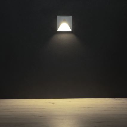 LED-Treppenleuchte mit Bewegungs- und Dämmerungssensor EXIN LED/2,5W/230V 4000K IP65, weiß, eckig