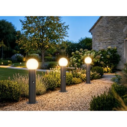 Außenleuchte mit Bewegungs- und Dämmerungssensor STONO 1xE27/15W/230V 50 cm IP65 anthrazit