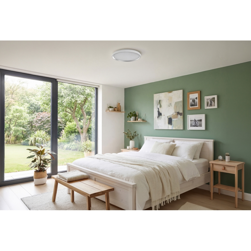 LED-dimmbare Deckenleuchte LIXAN LED/47W/230V 3000-6500K Ø 38,6 cm weiß/silber + Fernbedienung