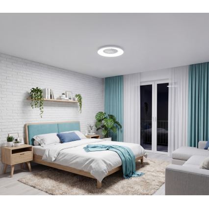 LED RGBW dimmbare Deckenleuchte mit Ventilator PLAVE PAN LED/24W/230V 3000-6500K Ø 48,5 cm weiß + Fernbedienung