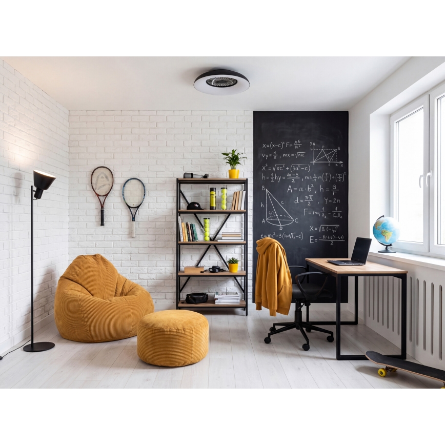 Dimmbares RGBW-LED-Deckenlicht mit Ventilator PLAVE PAN LED/48W/230V 3000-6500K Ø 60 cm schwarz + Fernbedienung