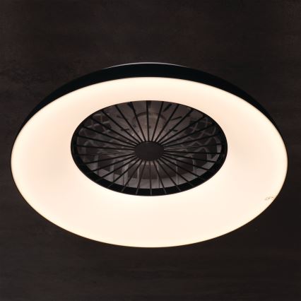 Dimmbares RGBW-LED-Deckenlicht mit Ventilator PLAVE PAN LED/48W/230V 3000-6500K Ø 60 cm schwarz + Fernbedienung