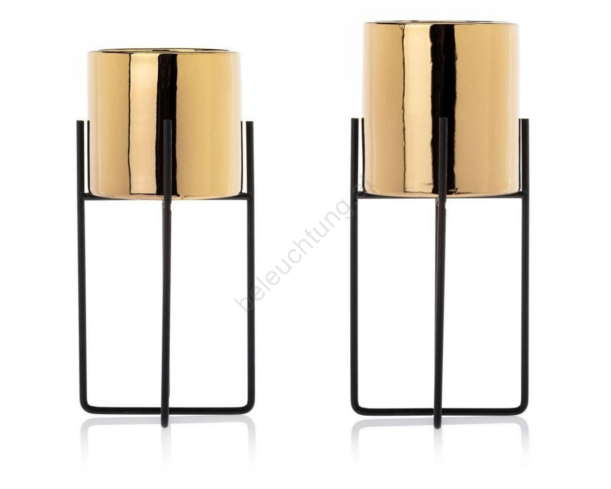 Eyccier Gold Blumentopf Keramik - 13x13cm Mit Anti-Rutsch Boden