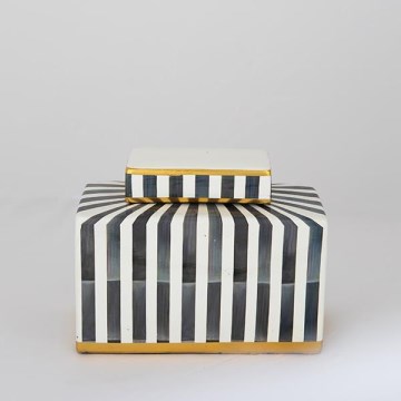 Keramik-Vase 20,5x16x9 cm blau/weiß/schwarz